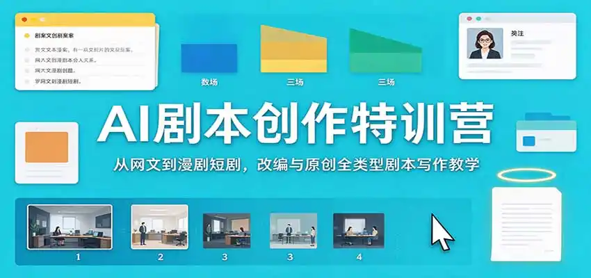 AI剧本创作特训营：从网文到漫剧短剧，改编与原创全类型剧本写作教学-得宝资源站