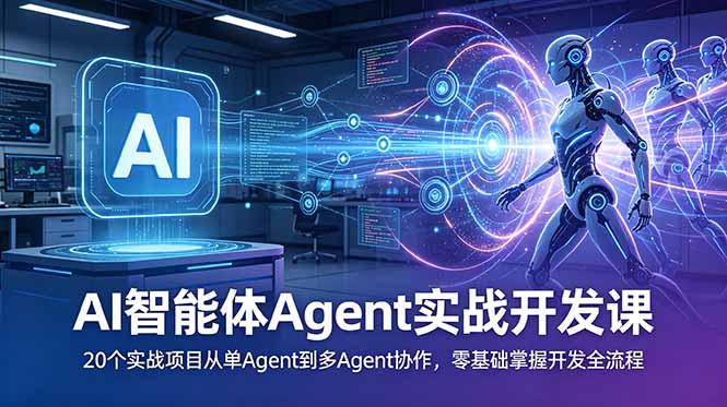 AI智能体Agent实战开发课：20个实战项目从单Agent到多Agent协作，零基础掌握开发全流程-得宝资源站