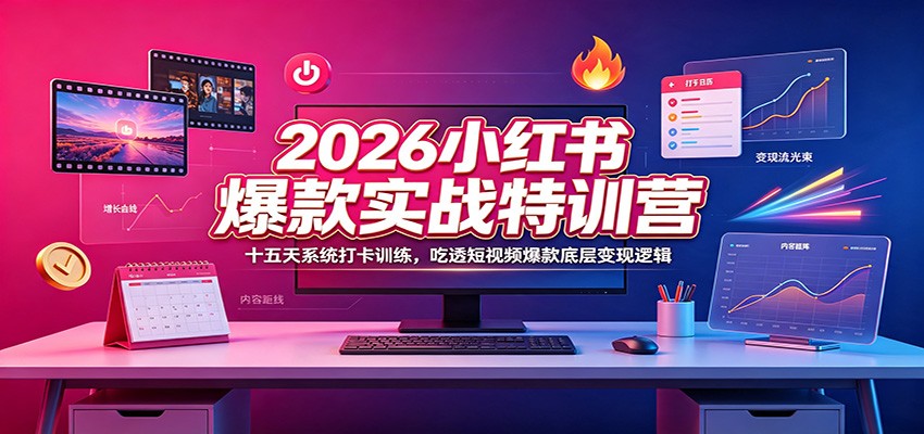 2026小红书爆款实战特训营：十五天系统打卡训练，吃透短视频爆款底层变现逻辑-得宝资源站