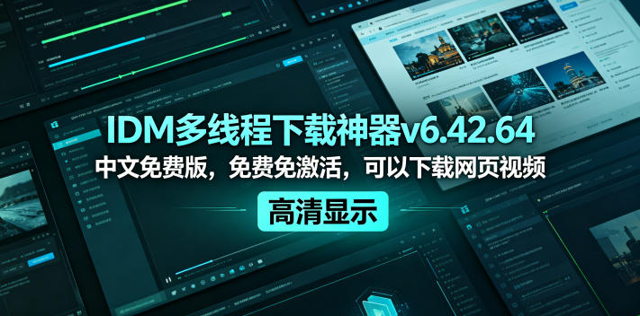 IDM多线程下载神器v6.42.64中文免费版，免费免激活，可以下载网页视频(例如飞书文档内的视频)-得宝资源站