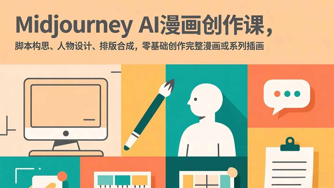Midjourney AI漫画创作课，脚本构思、人物设计、排版合成，零基础创作完整漫画或系列插画-得宝资源站