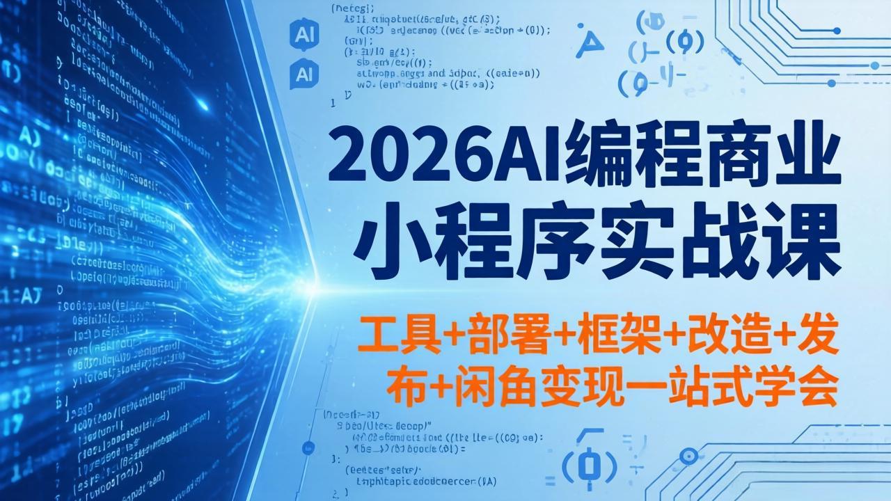 2026AI编程商业小程序实战课，工具+部署+框架+改造+发布+闲鱼变现一站式学会-得宝资源站