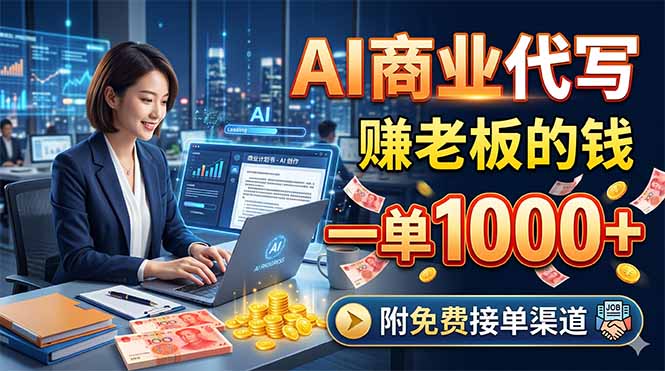 AI商业代写，赚老板的钱，一单1000+，附免费接单渠道-得宝资源站
