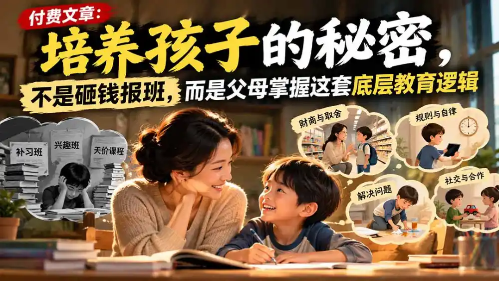 付费文章：培养孩子的秘密，不是砸钱报班，而是父母掌握这套底层教育逻辑-得宝资源站