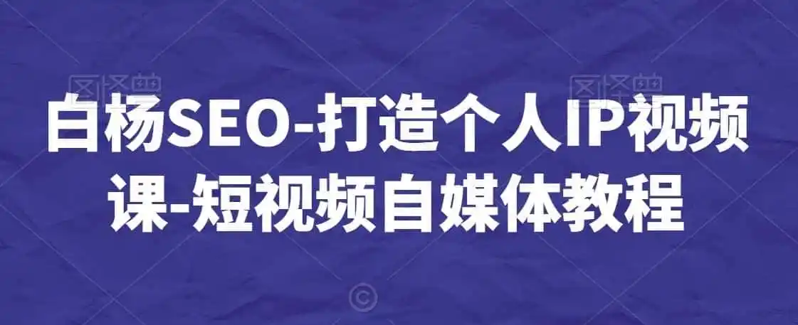 白杨SEO-打造个人IP视频课-短视频自媒体教程-得宝资源站