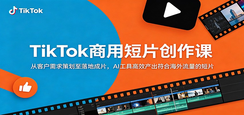 TikTok商用短片创作课：从客户需求策划至落地成片，AI工具高效产出符合海外流量的短片-得宝资源站