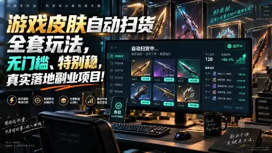 游戏皮肤自动扫货全套玩法，无门槛、特别稳，真实落地副业项目！【揭秘】-得宝资源站