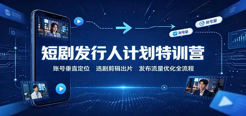 短剧发行人计划特训营：账号垂直定位，选剧剪辑出片，发布流量优化全流程-得宝资源站