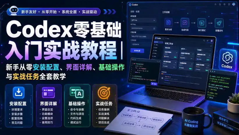 Codex零基础入门实战教程｜新手从零安装配置、界面详解、基础操作与实战任务全套教学-得宝资源站