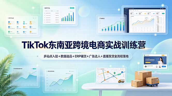TikTok东南亚跨境电商实战训练营：多站点入驻+数据选品+ERP铺货+广告达人+直播发货全流程落地-得宝资源站