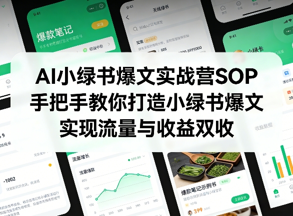 AI小绿书爆文实战营SOP，手把手教你打造小绿书爆文，实现流量与收益双收-得宝资源站