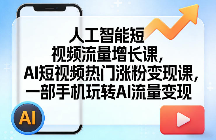 人工智能短视频流量增长课，AI短视频热门涨粉变现课，一部手机玩转AI流量变现-得宝资源站