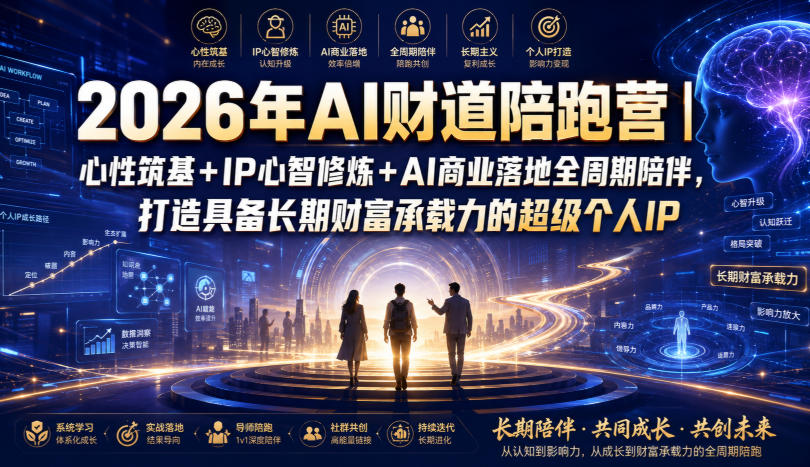 2026年AI财道陪跑营｜心性筑基+IP心智修炼+AI商业落地全周期陪伴，打造具备长期财富承载力的超级个人IP-得宝资源站