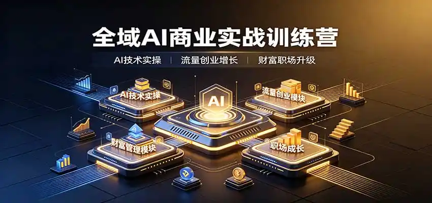全域AI商业实战训练营：涵盖AI技术实操、流量创业、财富管理与职场成长全体系内容-得宝资源站