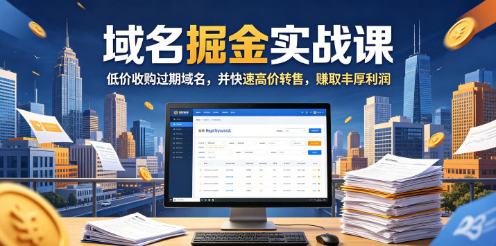 域名交易掘金实战课，低价收购过期域名，并快速高价转售，賺取丰厚利润【原创双语字幕】-得宝资源站