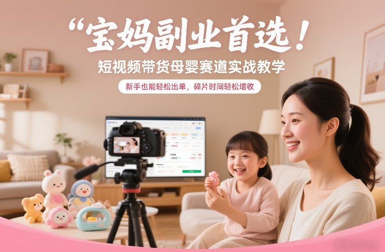 宝妈副业首选！短视频带货母婴赛道实战教学，新手也能轻松出单，碎片时间轻松增收-得宝资源站