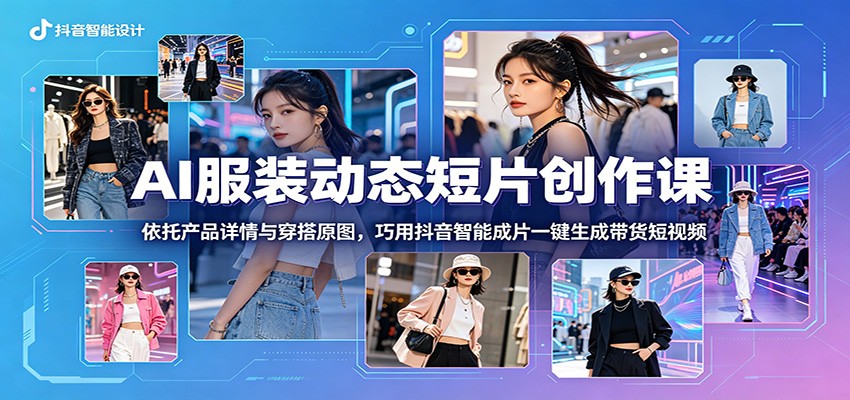 AI服装动态短片创作课：依托产品详情与穿搭原图，巧用抖音智能成片一键生成带货短视频-得宝资源站