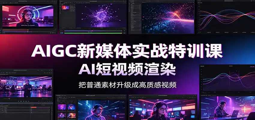AIGC新媒体实战特训课：工具入门实操，AI短视频渲染，数字人商业视频制作-得宝资源站