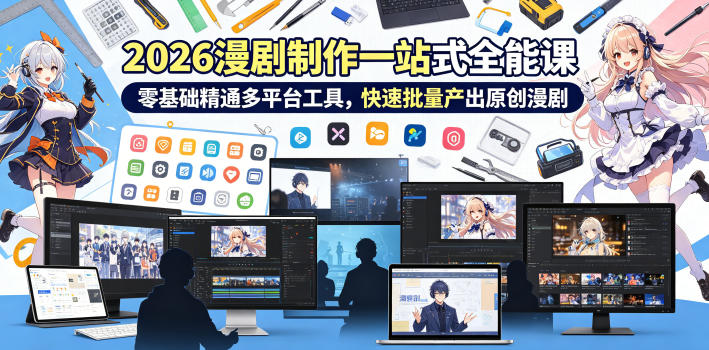2026 AI漫剧制作一站式全能课，零基础精通多平台工具，快速批量产出原创漫剧-得宝资源站