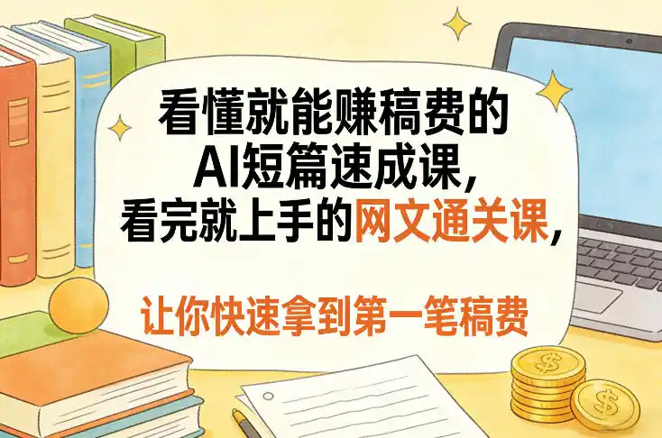 看懂就能賺稿费的AI短篇速成课，看完就上手的网文通关课，让你快速拿到第一笔稿费(更新1008)-得宝资源站