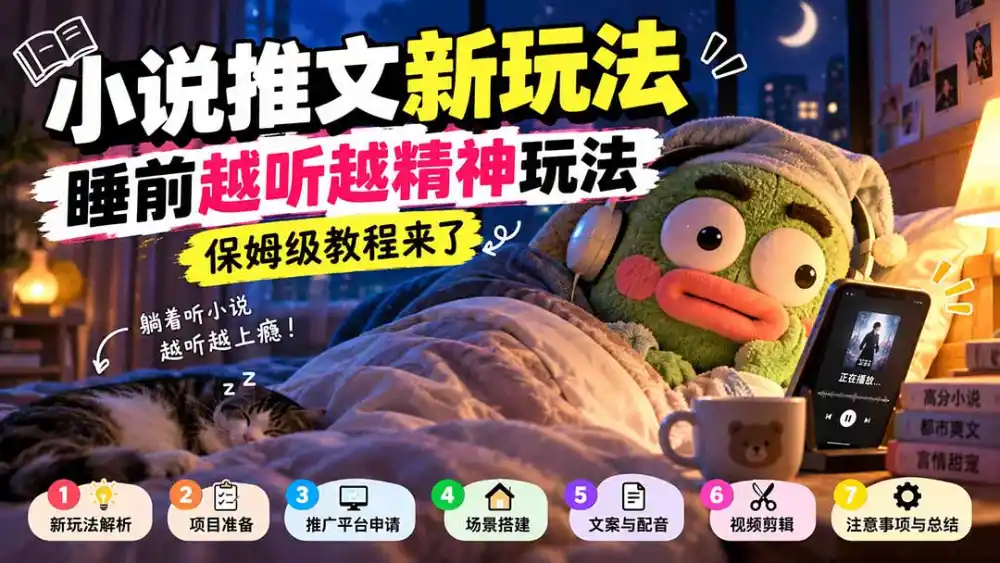小说推文新玩法，睡前越听越精神玩法，保姆级教程来了-得宝资源站