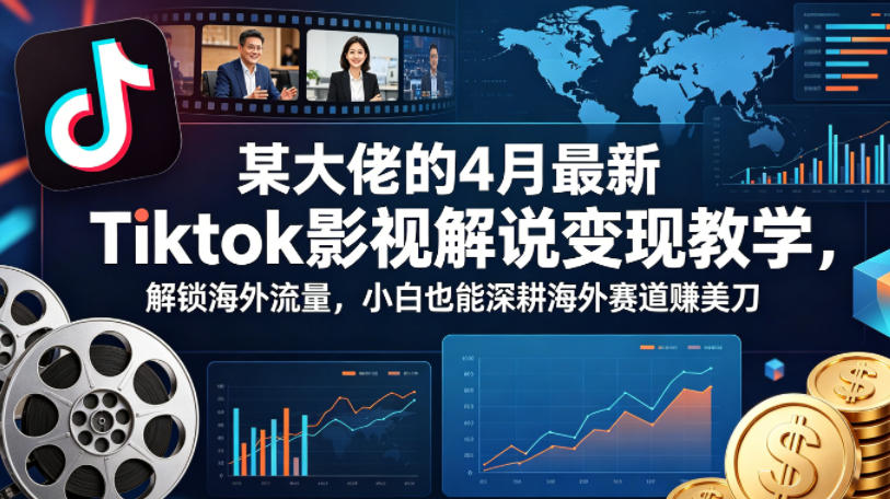 某大佬的4月最新Tiktok影视解说变现教学，解锁海外流量，小白也能深耕海外赛道賺美刀-得宝资源站