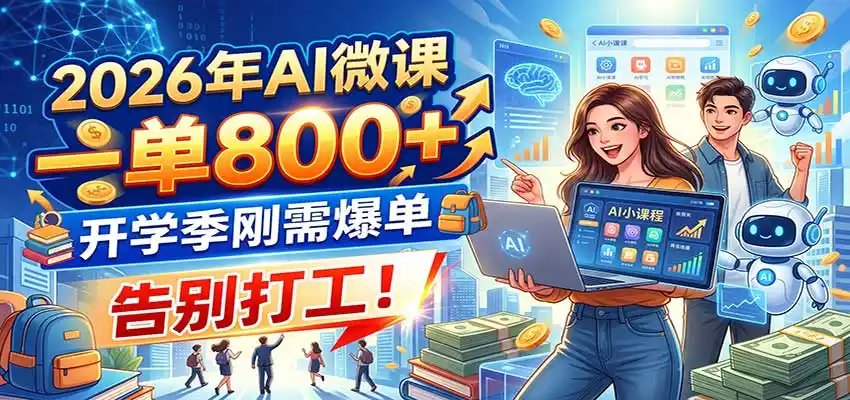 2026年AI微课，一单800+，开学季刚需爆单，告别打工！-得宝资源站