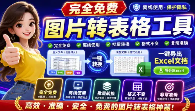 图片表格识别提取工具，支持一键从图片中智能提取表格并导出Excel文件，可离线免网运行，FastTableOCR-得宝资源站