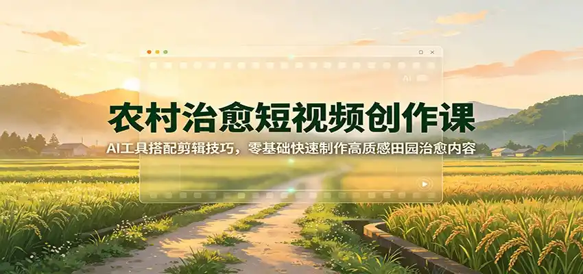 农村治愈短视频创作课：AI工具搭配剪辑技巧，零基础快速制作高质感田园治愈内容-得宝资源站