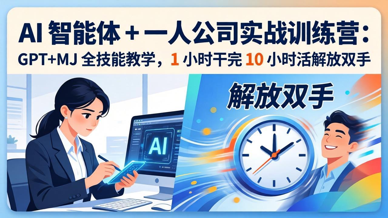 AI 智能体 + 一人公司实战训练营：GPT+MJ 全技能教学，1 小时干完 10 小时活解放双手-得宝资源站