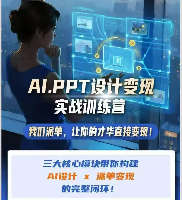 AI+PPT设计变现实战训练营，我们派单，让你的才华直接变现，三大核心模块带你构建Al设计x派单变现的完整闭环-得宝资源站