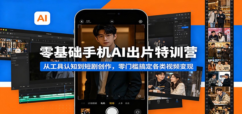 零基础手机AI出片特训营：从工具认知到短剧创作，零门槛搞定各类视频变现-得宝资源站