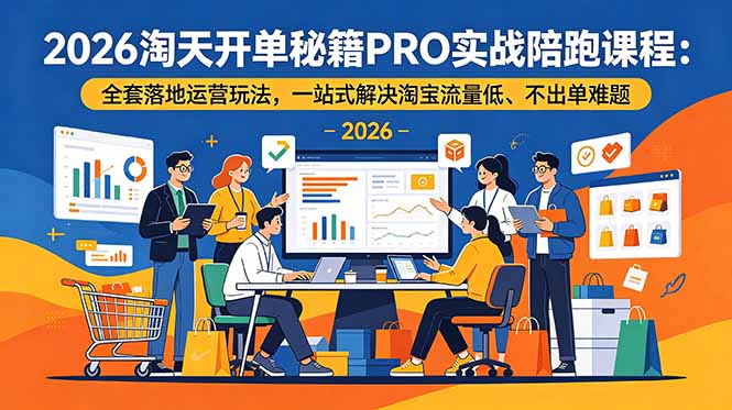 2026淘天开单秘籍PRO实战陪跑课程-更新：全套落地运营玩法，一站式解决淘宝流量低、不出单难题-得宝资源站