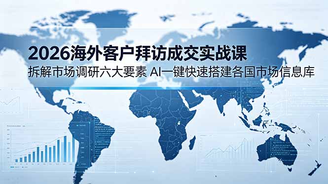 2026海外客户拜访成交实战课：拆解市场调研六大要素，AI一键快速搭建各国市场信息库-得宝资源站