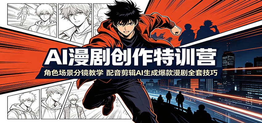 AI漫剧创作特训营：角色场景分镜教学，配音剪辑AI生成爆款漫剧全套技巧-得宝资源站