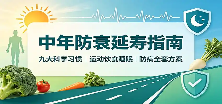 中年防衰延寿指南：九大科学习惯，运动饮食睡眠防病全套方案-得宝资源站