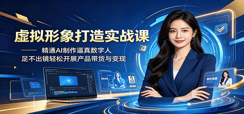 虚拟形象打造实战课：精通AI制作逼真数字人，足不出镜轻松开展产品带货与变现-得宝资源站