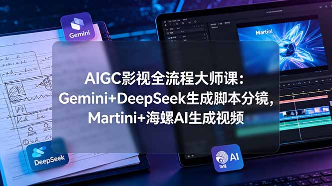 AIGC影视全流程大师课：Gemini+DeepSeek生成脚本分镜，Martini+海螺AI生成视频-得宝资源站