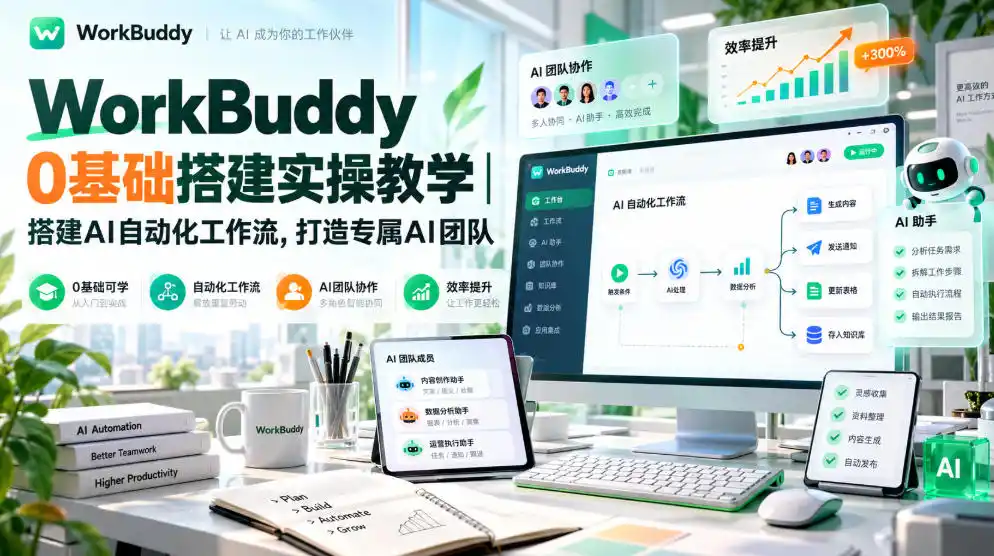 WorkBuddy 0基础搭建实操教学｜搭建AI自动化工作流，打造专属AI团队-得宝资源站