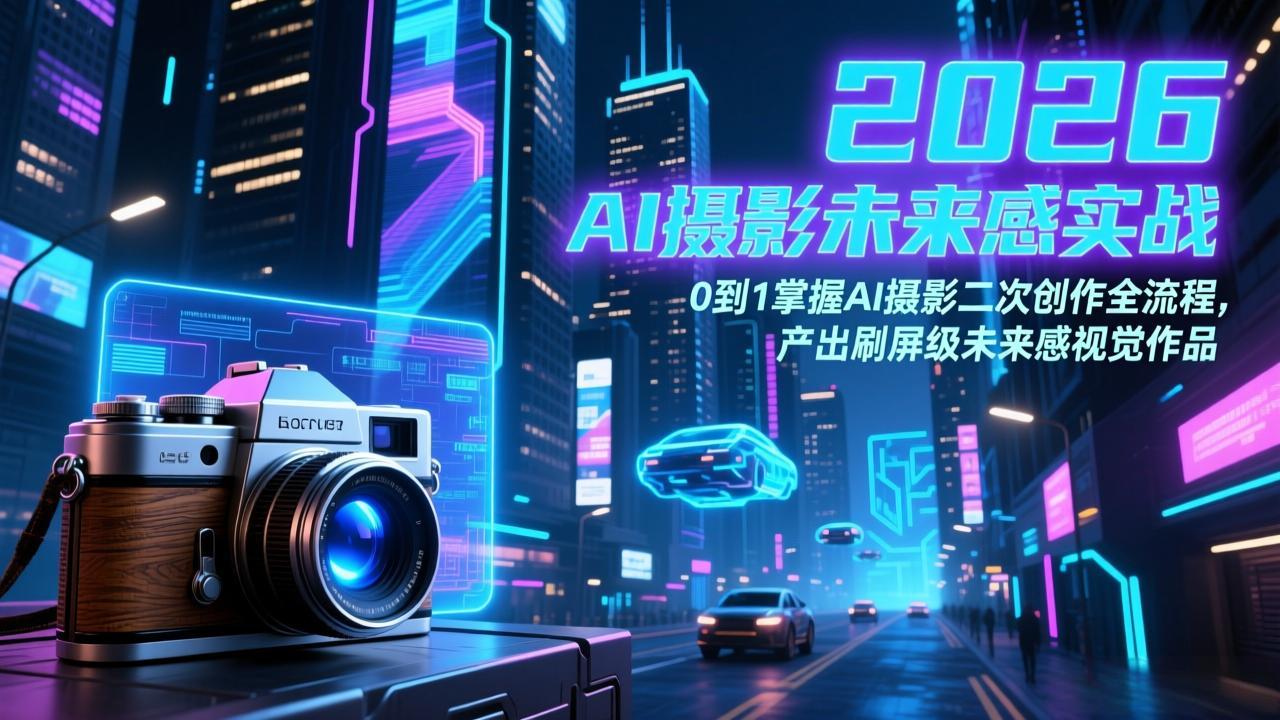 2026 AI摄影未来感实战：0到1掌握AI摄影二次创作全流程，产出刷屏级未来感视觉作品-得宝资源站