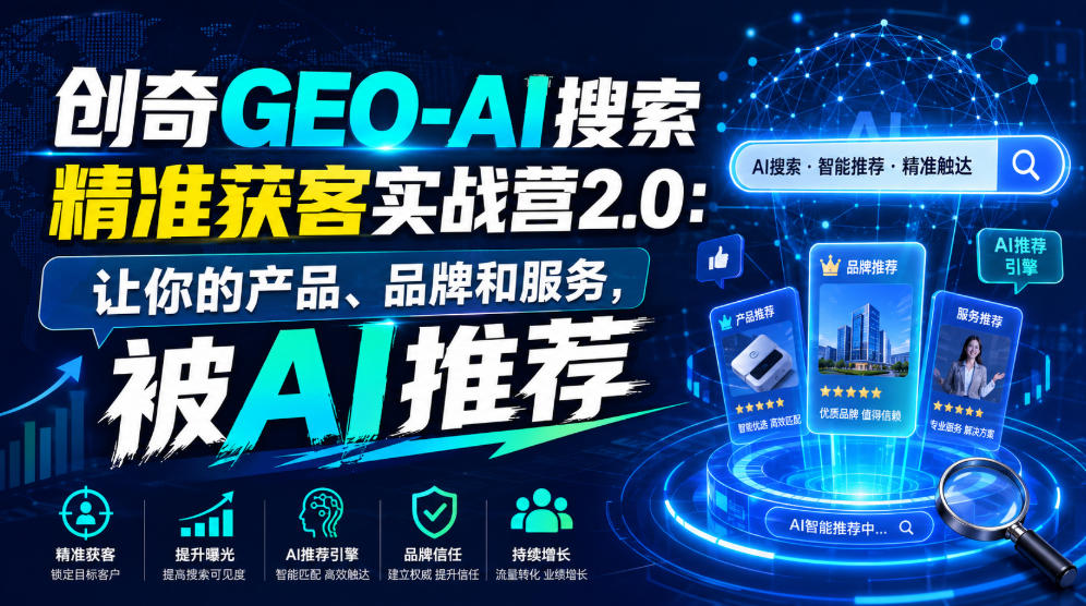 创奇GEO-AI搜索精准获客实战营2.0：让你的产品、品牌和服务，被AI推荐-得宝资源站