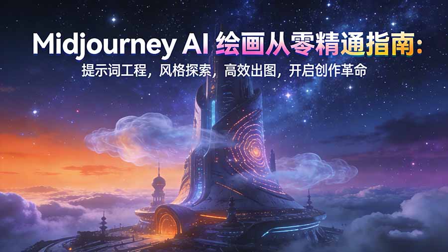Midjourney AI绘画从零精通指南：提示词工程，风格探索，高效出图，开启创作革命-得宝资源站