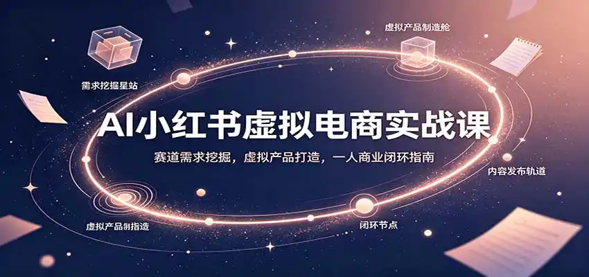 AI小红书虚拟电商实战课：赛道需求挖掘，虚拟产品打造，一人商业闭环指南-得宝资源站