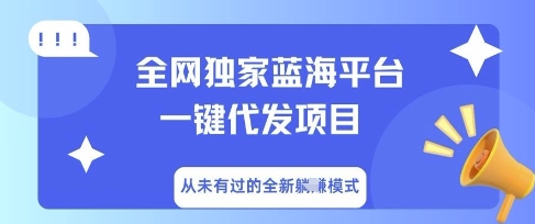 全网独家蓝海平台一键代发项目，从未有过的全新躺Z模式-得宝资源站
