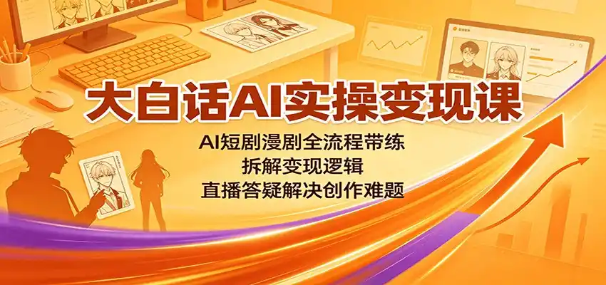 大白话AI实操变现课：AI短剧漫剧全流程带练，拆解变现逻辑，直播答疑解决创作难题-得宝资源站