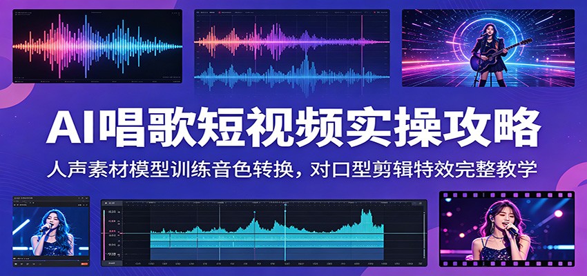 AI唱歌短视频实操攻略：人声素材模型训练音色转换，对口型剪辑特效完整教学-得宝资源站