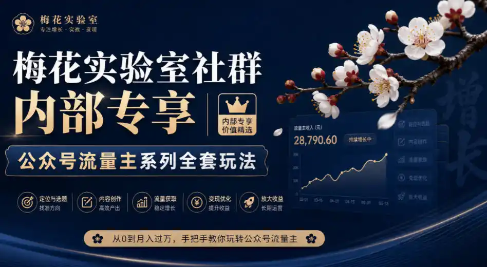 梅花实验室社群内部专享-公众号流量主系列全套玩法-得宝资源站