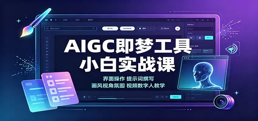 AIGC即梦工具小白实战课：界面操作，提示词撰写，画风视角氛围视频数字人教学-得宝资源站