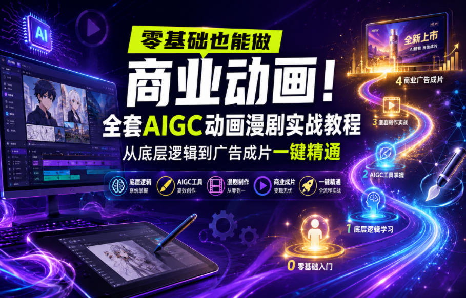 零基础也能做商业动画！全套AIGC动画漫剧实战教程，从底层逻辑到广告成片一键精通(更新0715)-得宝资源站