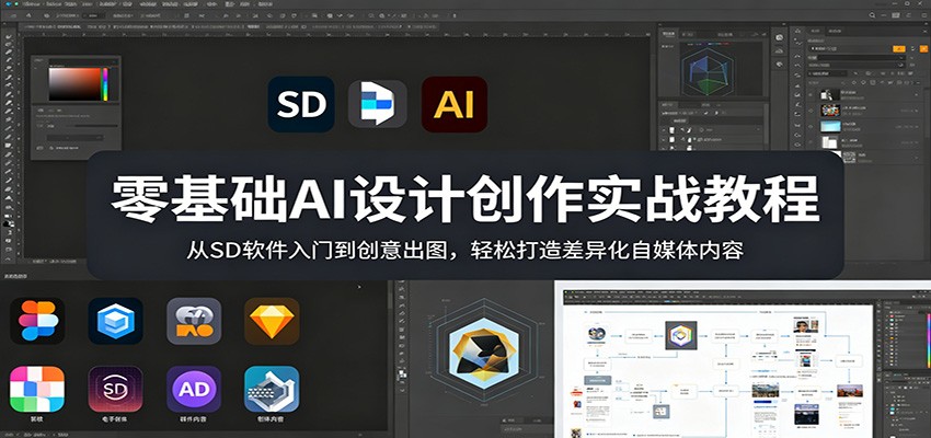 零基础AI设计创作实战教程：从SD软件入门到创意出图，轻松打造差异化自媒体内容-得宝资源站